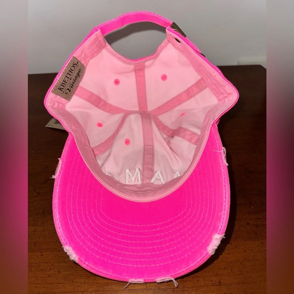 Hot Pink MAMA Distressed Baseball Cap – Mom Life Adjustable Hat NWT - Picture 5 of 6